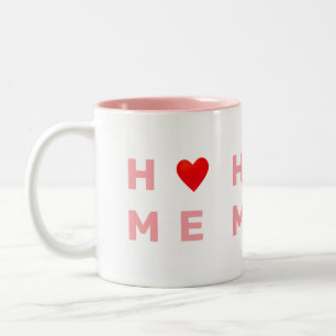 Taza Bicolor Hogar y corazón rosa moderno
