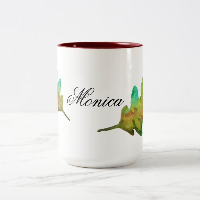 Taza Bicolor Hoja de otoño personalizada (Centro)