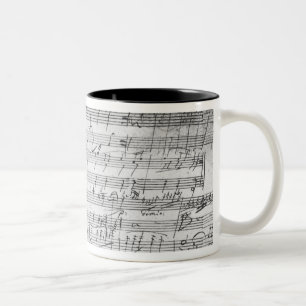 Taza Bicolor Hoja manuscrita de la cuenta para el opus de la