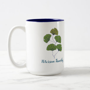 Taza Bicolor Hoja tropical con apellido perosnalizado