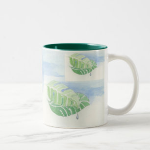 Taza Bicolor Hoja tropical con la gota de agua