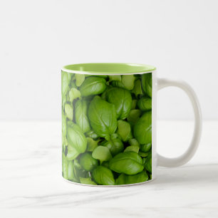 Taza Bicolor Hojas de albahaca verde