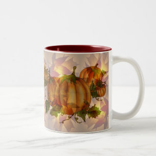 Taza Bicolor HOJAS de la CALABAZA de OTOÑO de SHARON SHARPE