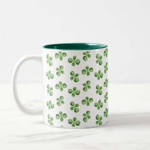 Taza Bicolor Hojas de suculenta verde amigables modernas sobre 