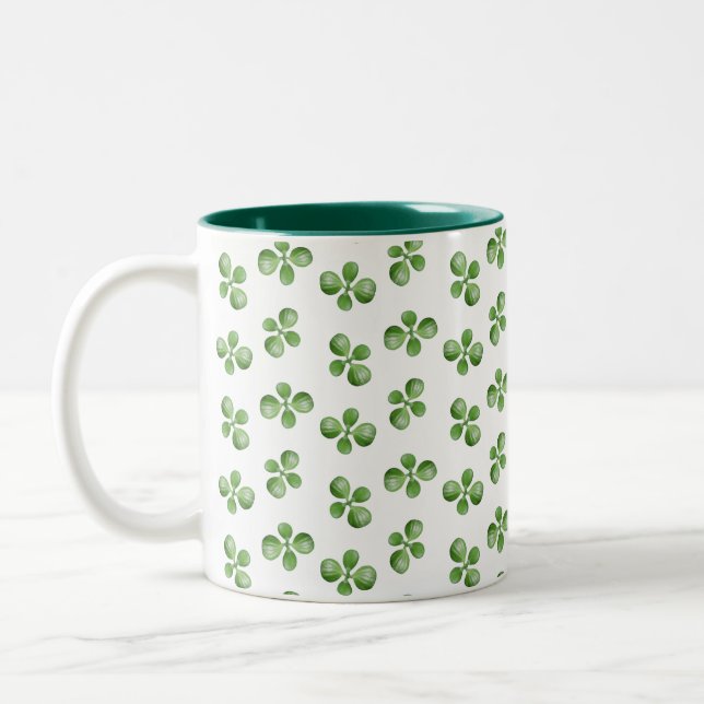 Taza Bicolor Hojas de suculenta verde amigables modernas sobre  (Izquierda)