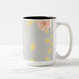 Taza Bicolor Hojas doradas con Rubor Floral Art Deco