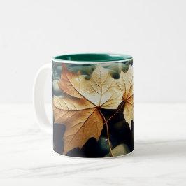 Taza Bicolor Hojas En El Río