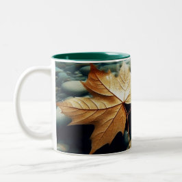 Taza Bicolor Hojas En El Río