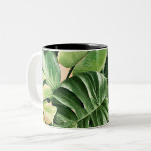 Taza Bicolor Hojas florales/hawaianas/tropicales