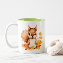 Taza Bicolor Hojas otoñales personalizadas de ardilla animal pu