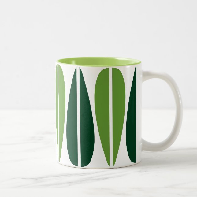Taza Bicolor Hojas retro - Aguacate verde y verde oscuro (Derecha)