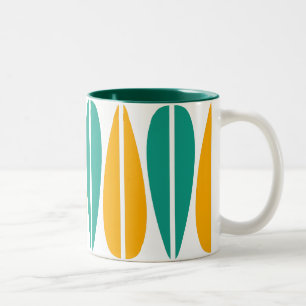 Taza Bicolor Hojas retro - Amber y Aqua