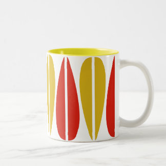 Taza Bicolor Hojas retro - Ochre y Crimson