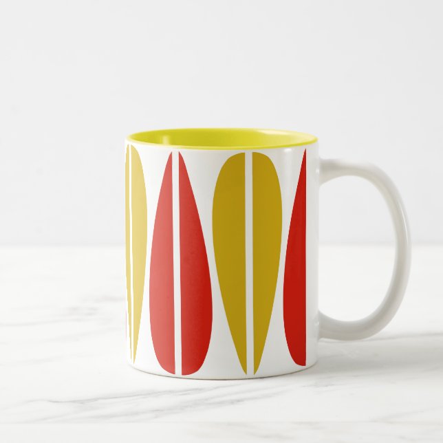 Taza Bicolor Hojas retro - Ochre y Crimson (Derecha)