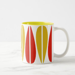 Taza Bicolor Hojas Retro - Ocre y Carmesí