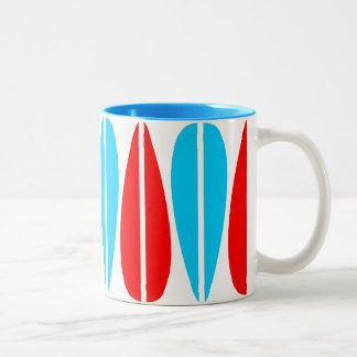 Taza Bicolor Hojas retro - Rojo y azul cielo
