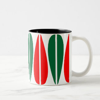 Taza Bicolor Hojas Retro - Verde Forestal y Rojo