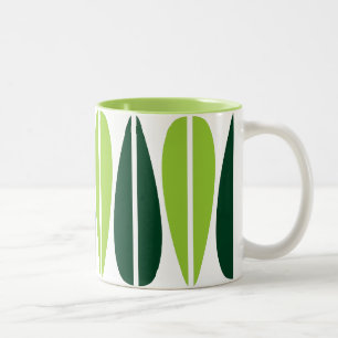 Taza Bicolor Hojas retro - Verde marciano y Verde oscuro