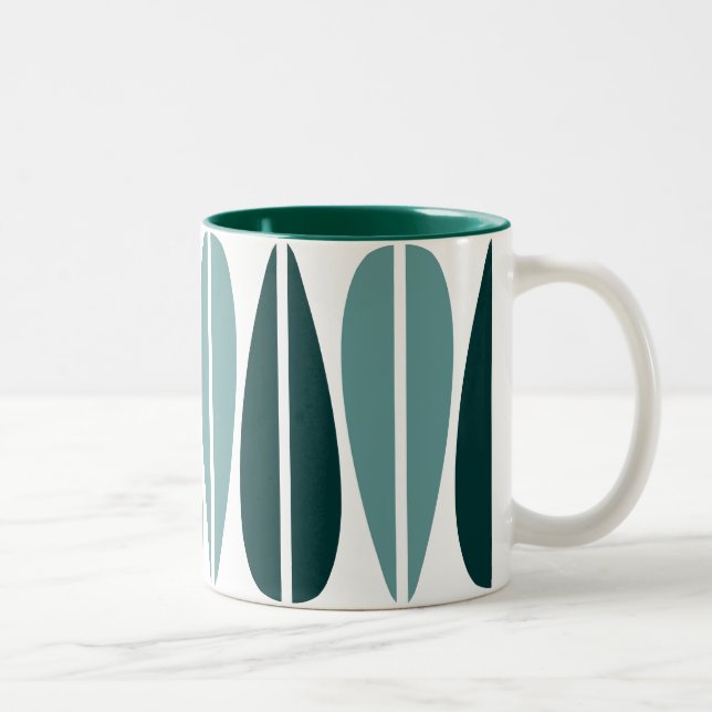 Taza Bicolor Hojas retro - Verde oceánico y verde oscuro (Derecha)
