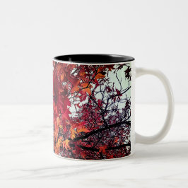 Taza Bicolor Hojas rojas y naranjas