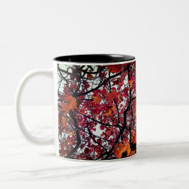 Taza Bicolor Hojas rojas y naranjas