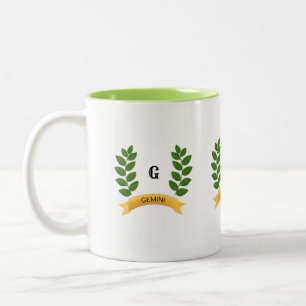 Taza Bicolor Hojas Verdes