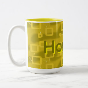 Taza Bicolor Hola Amarillo Geométrico