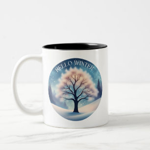 Taza Bicolor Hola árbol de invierno