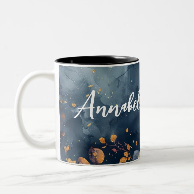 Taza Bicolor Hola Caída con flores y nombre (Izquierda)