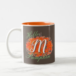 Taza Bicolor Hola Calabaza Monogramada Calabaza de dos tonos