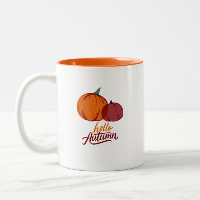 Taza Bicolor Hola Calabazas de otoño (Izquierda)