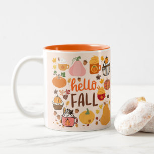 Taza Bicolor Hola Calabazas de Otoño