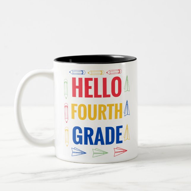 Taza Bicolor Hola cuarto grado (Izquierda)