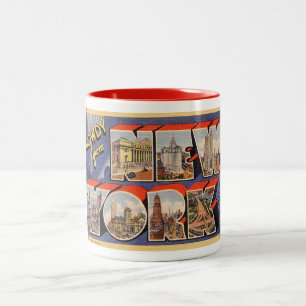 Taza Bicolor ¡Hola desde Nueva York! Letra vintage grande