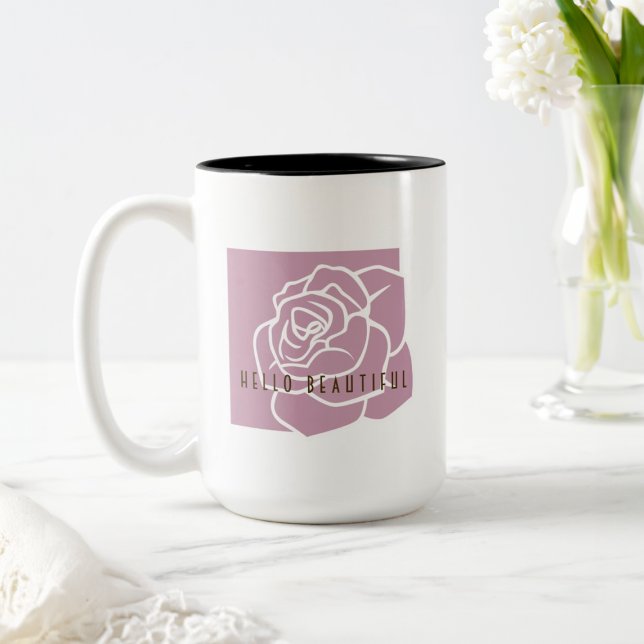 Taza Bicolor Hola hermosa - Rosa rosa moderno (Subido por el creador)