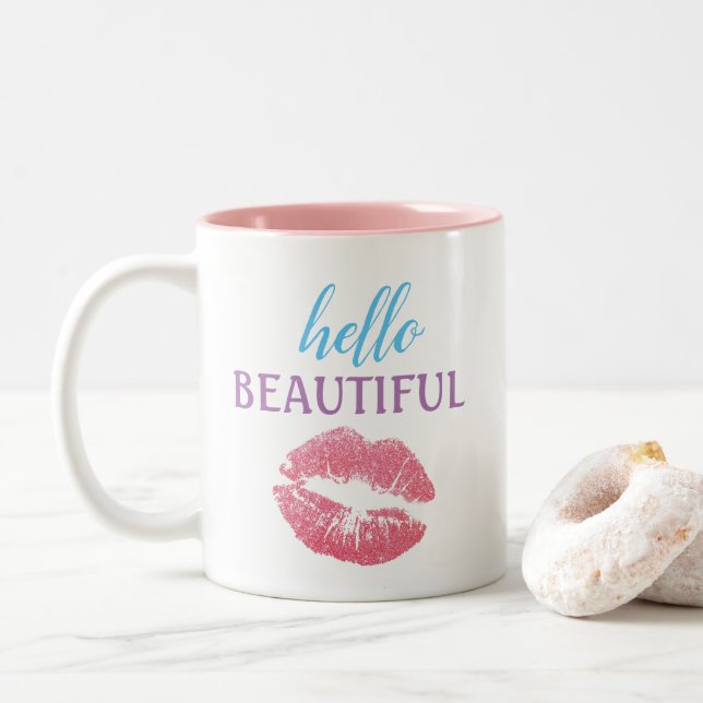 Taza Bicolor Hola Hermoso (Con donut)