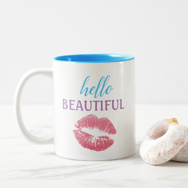 Taza Bicolor Hola Hermoso (Con donut)