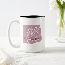 Taza Bicolor Hola Hermoso - Rosa Rosa Moderna