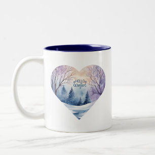 Taza Bicolor Hola invernal Watercolor Heart