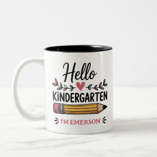 Taza Bicolor Hola jardín de infantes Personalizado De vuelta a