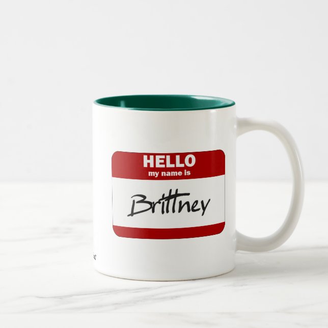 Taza Bicolor Hola mi nombre es Brittney (rojo) (Derecha)
