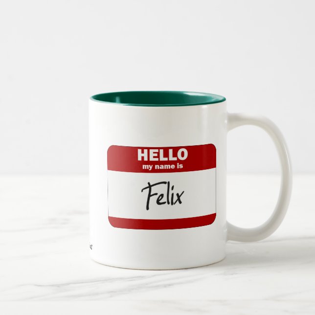 Taza Bicolor Hola mi nombre es Felix (rojo) (Derecha)