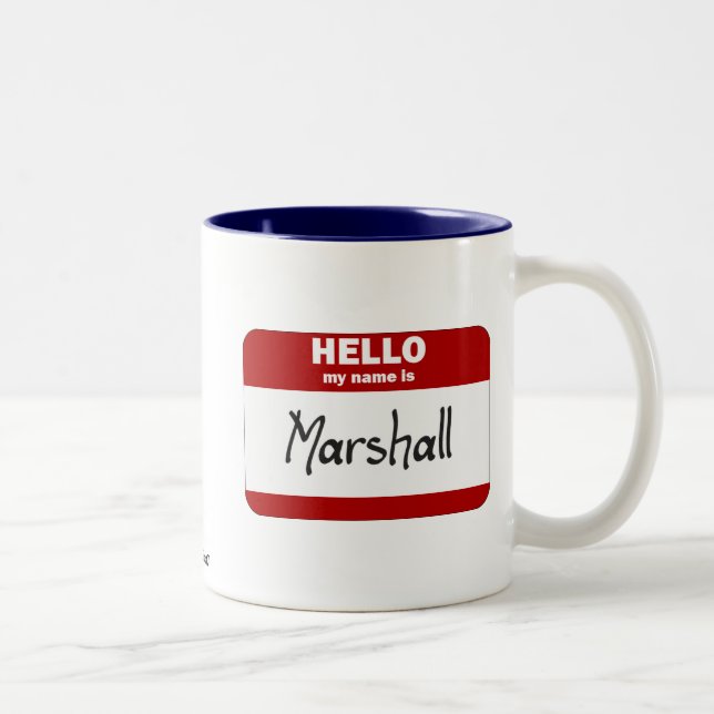 Taza Bicolor Hola mi nombre es Marshall (rojo) (Derecha)