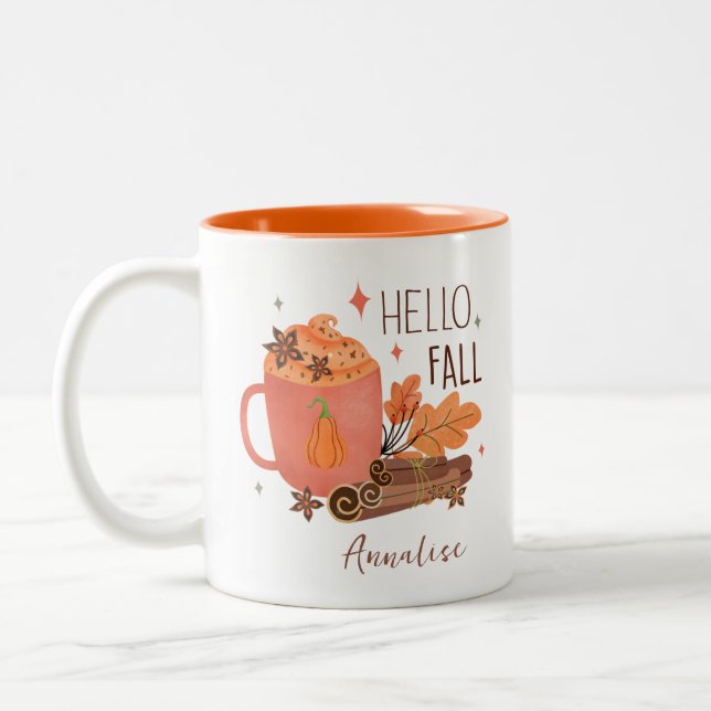 Taza Bicolor Hola otoño personalizado (Izquierda)