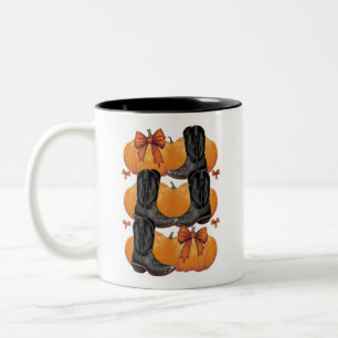 Taza Bicolor Hola Pumpkin Western Otoño Coquette Lazo Vaquera
