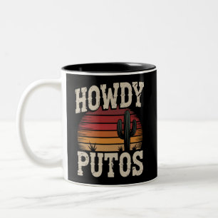Taza Bicolor Hola Putos Cactus Divertido Retro Vintage