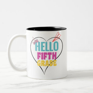Taza Bicolor Hola, quinto grado   Diseño Guay para quinto grado