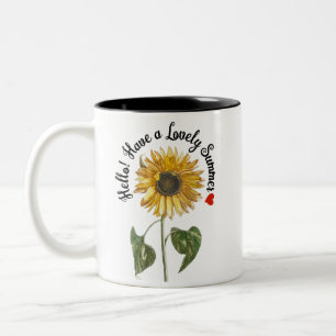 Taza Bicolor ¡Hola! Ten un verano encantador - Girasol vintage
