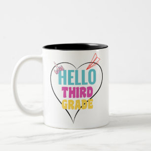 Taza Bicolor Hola tercer grado Diseño colorido para tercer gra