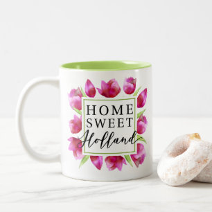 Taza Bicolor Holanda dulce del hogar: Regalo holandés de tulipa